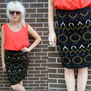 Geometric Reversible Stretch Sweater Bodycon Skirt